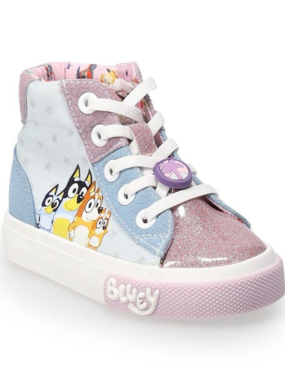 Kids High-Top Glitter & Pastel BLUEY Sneakers - Pink/Blue